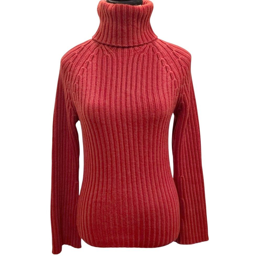 Vintage Y2K Banana Republic 100 Cashmere Sweater S Red Cable Turtleneck